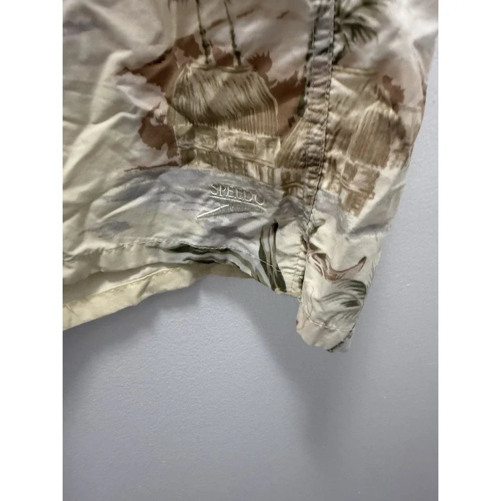 Speedo Swim Trunks XL Tropical Floral Mesh Lined Beach Shorts Hawaiian VTG Style